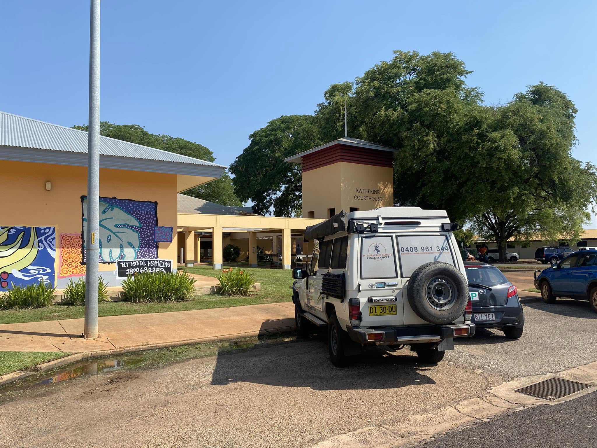 NT Rural and Remote Legal Services vehicle outside Katherine Courthouse